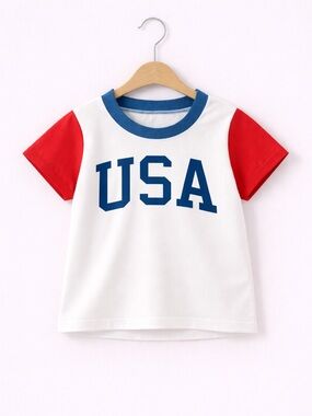 NEW Kids USA Graphic Tee - White with Red Sleeves